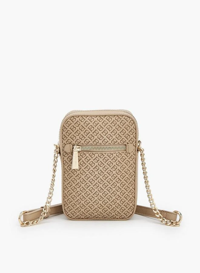 Flora Bella By Shoexpress Flora Bella Monogram Print Crossbody Bag With Zip Closure